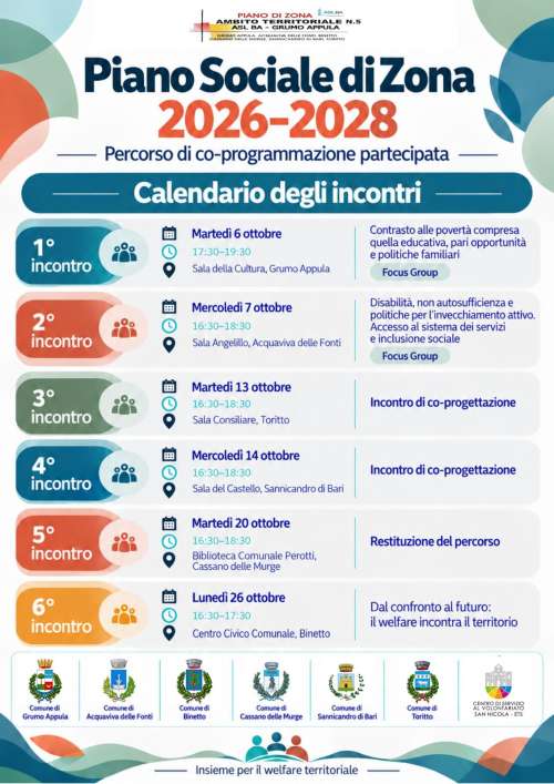 Piano Sociale di Zona 2026�2028: al via il percorso di co-programmazione partecipata